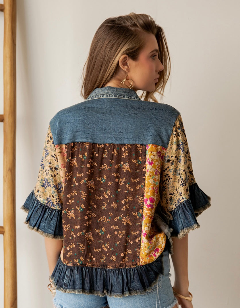 Carmen - floral and ruffle jacket
