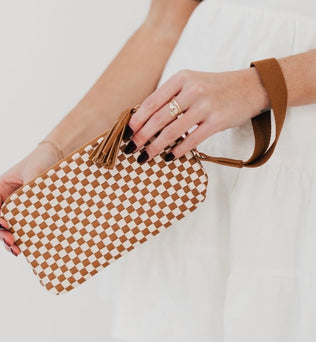 Emma woven clutch wristlet
