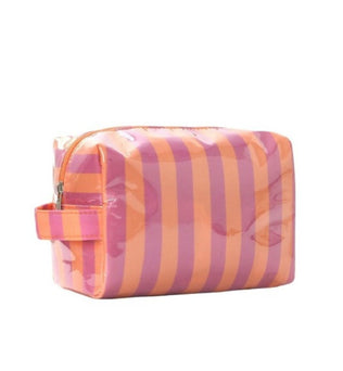Striped PVC makeup bag