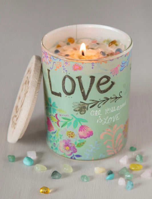 Gemstone Candle Dusty Blue Love