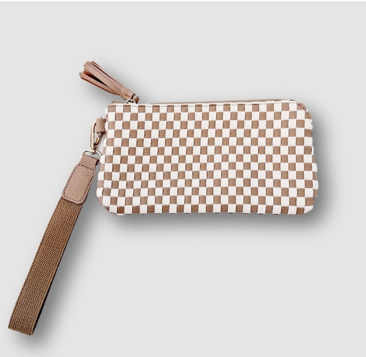 Emma woven clutch wristlet