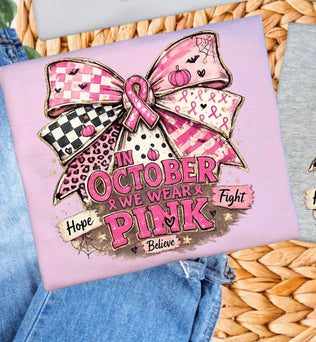 In October We Wear Pink Graphic T-shirt 