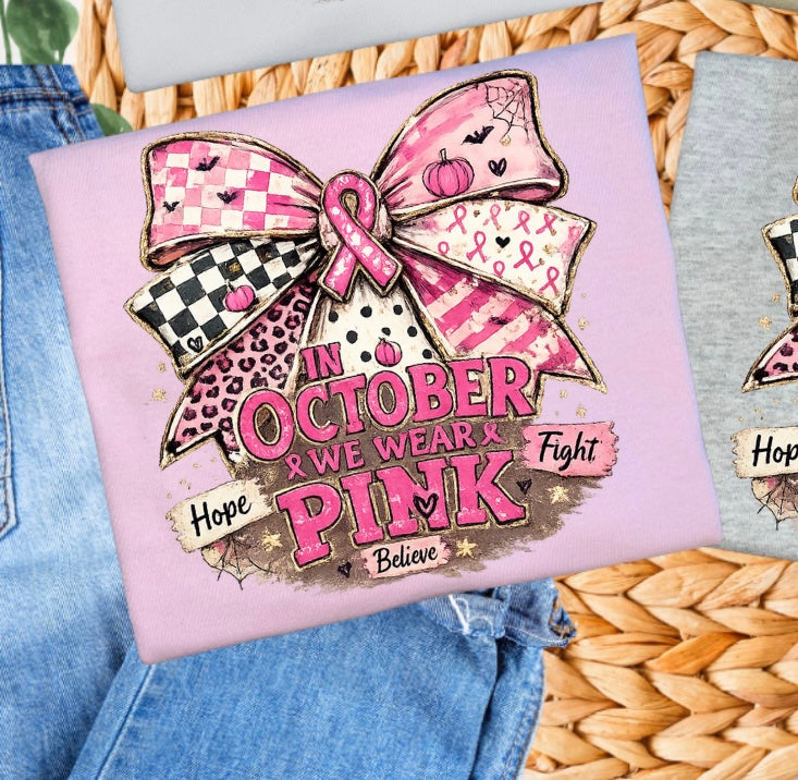 In October We Wear Pink Graphic T-shirt 