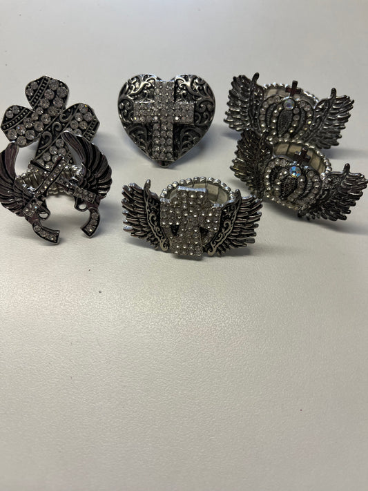 Bling-silver stretch rings