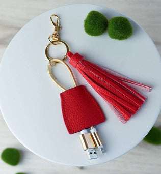 Tory Tassel Keychain with Phone Charging Cable