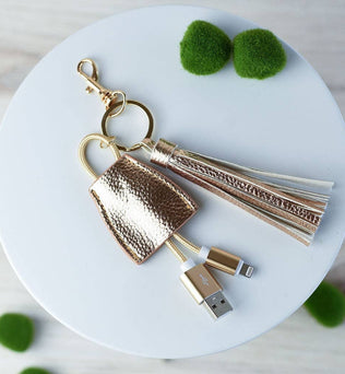 Tory Tassel Keychain with Phone Charging Cable