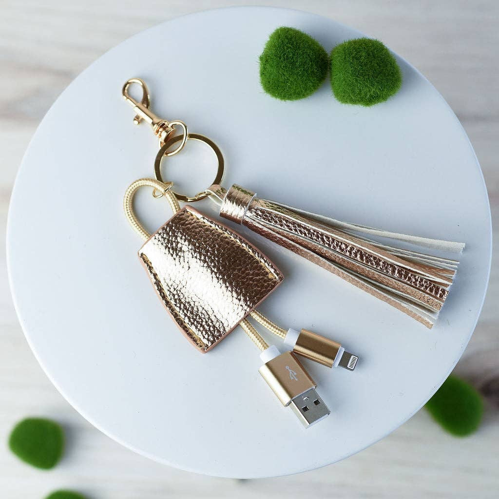 Tory Tassel Keychain with Phone Charging Cable