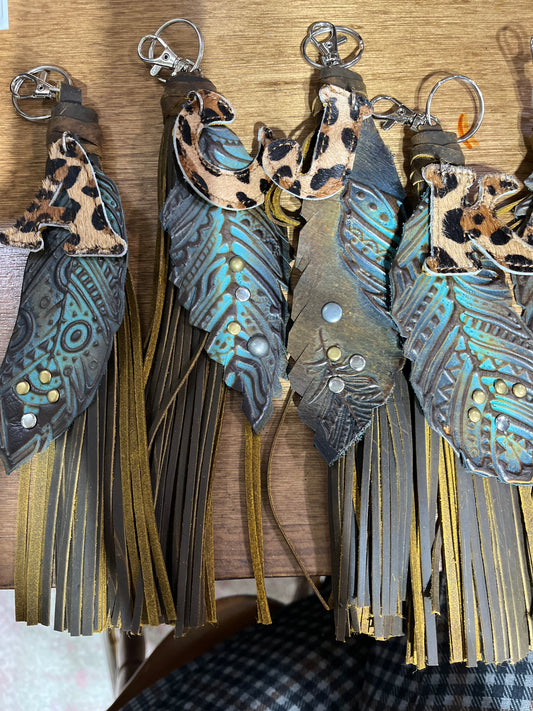 Initial Leather keychain