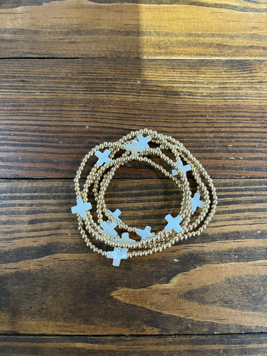 Beaded cross bracelet set