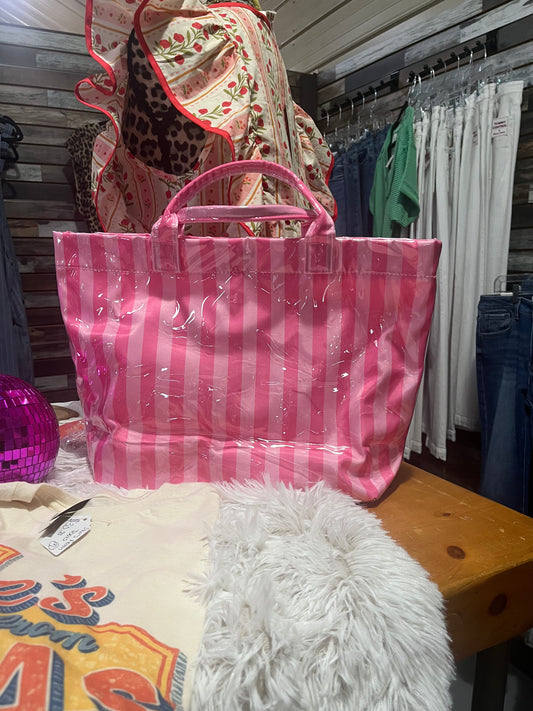 Stripes vinyl tote bag