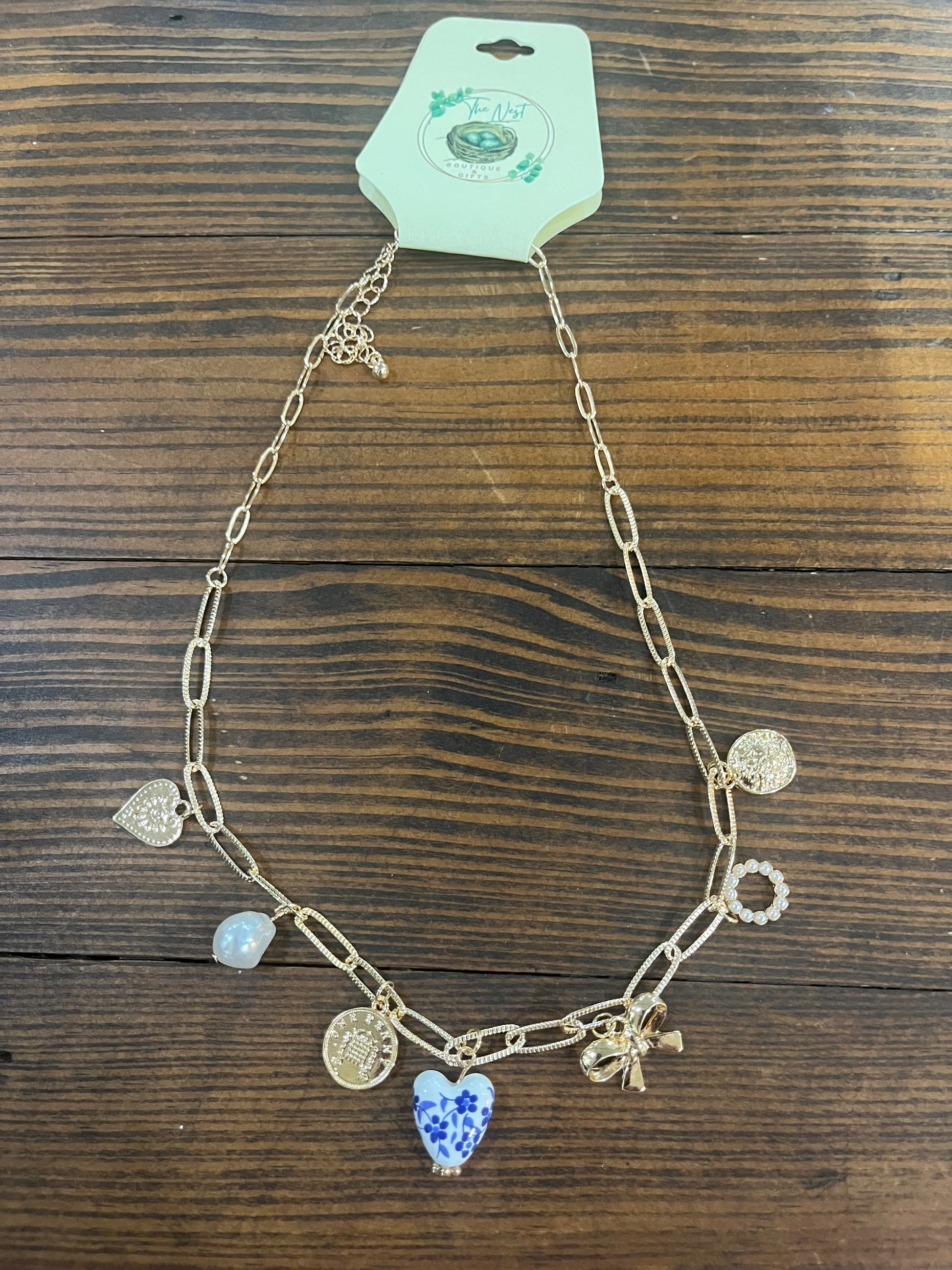 Blue charm necklace