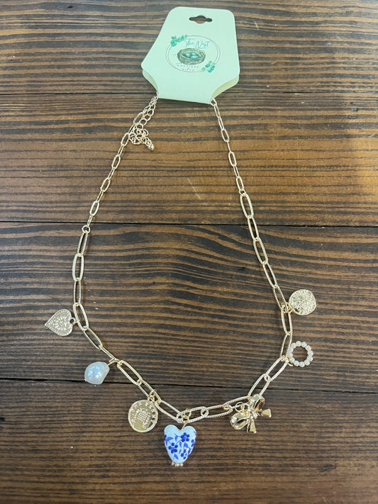 Blue charm necklace