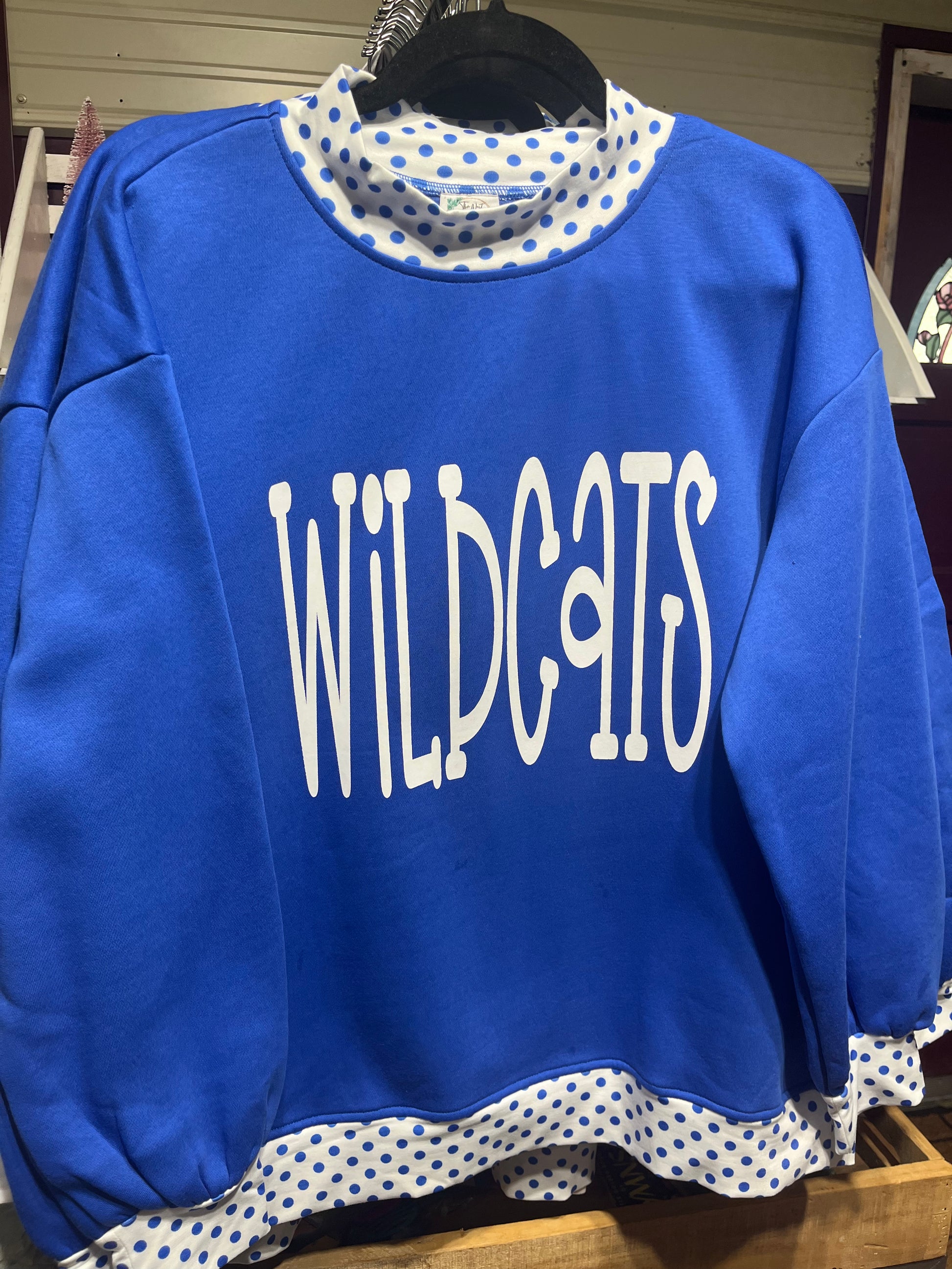Wildcat Polka Dot Mock Neck Sweatshirt