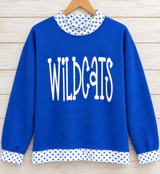 Wildcat Polka Dot Mock Neck Sweatshirt