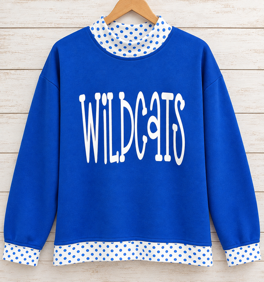 Wildcat Polka Dot Mock Neck Sweatshirt