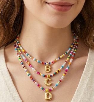 Colorful Beaded initial necklace