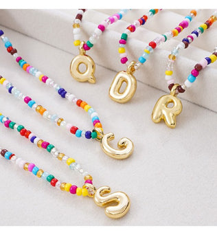 Colorful Beaded initial necklace