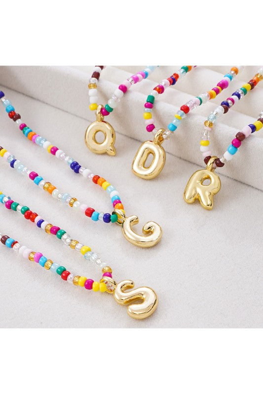 Colorful Beaded initial necklace