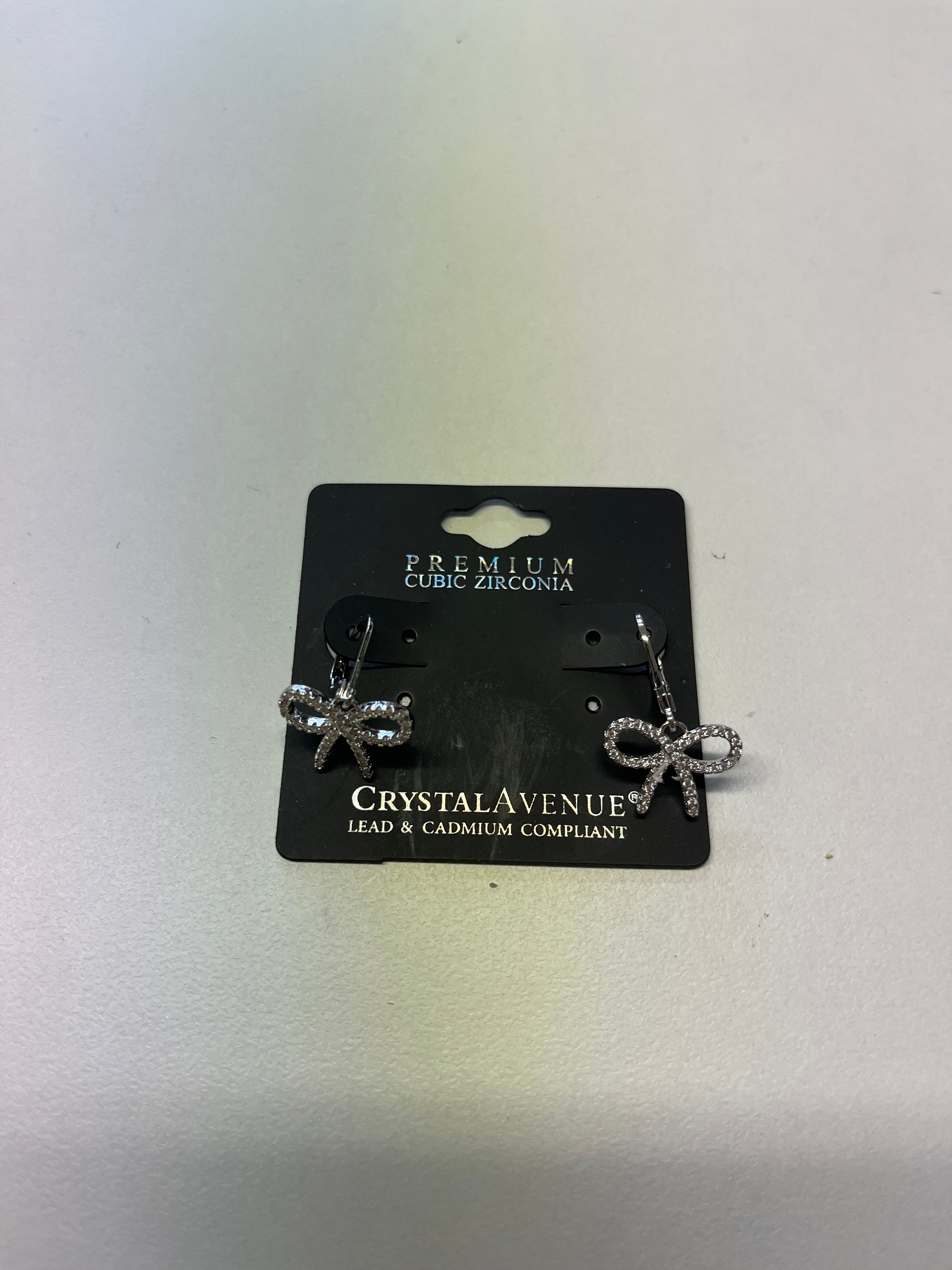 Crystal CZ bow earrings