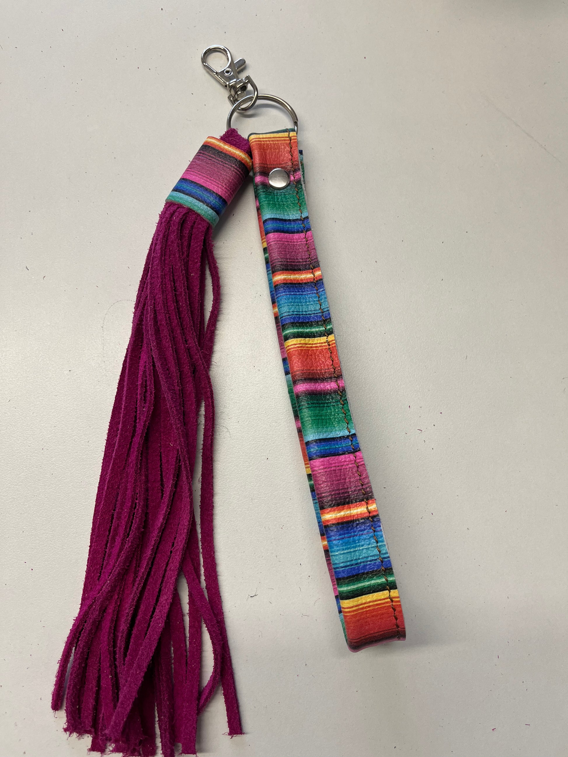 Leather Wristlet Keychain/ Fringe