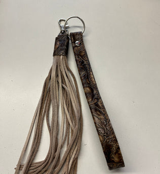 Leather Wristlet Keychain/ Fringe