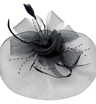 Peabody-Wide Organza hat with Flowers Feather Fascinator