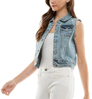 Luna-Ladies  Distressed  Denim Vest
