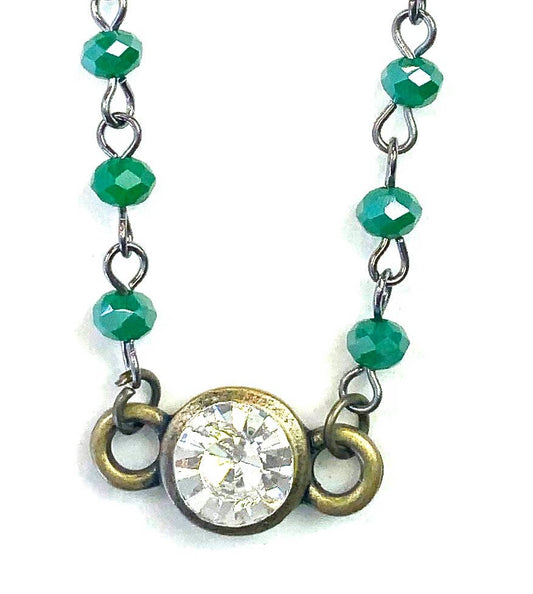 Simple Rosary with Crystal Center