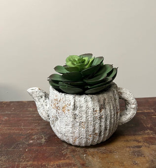 Cement Rustic Teapot Planter-Large