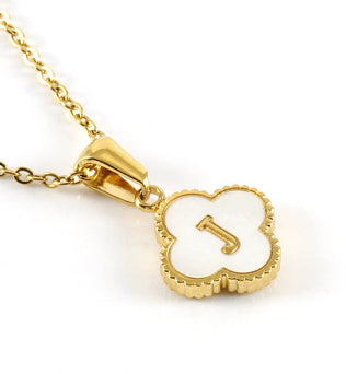 Clover Shell Initial Charm Golden Stainless Steel Necklace