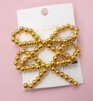 LARGE BALL CHAIN BOW HAIR CLIP SET OF 2