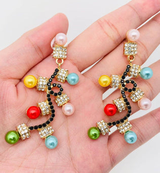 Rhinestone Colored Light Design Earrings