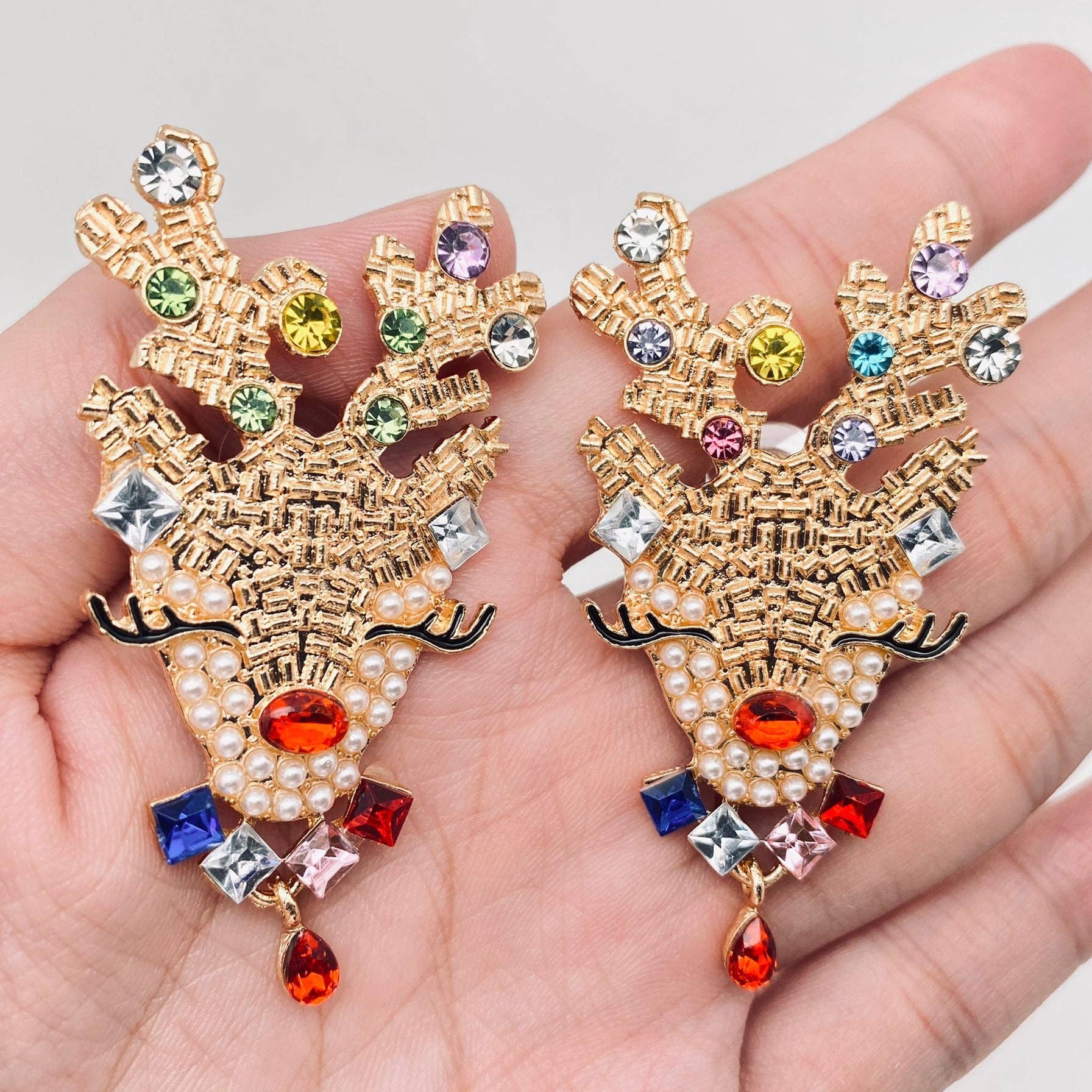 Rhinestone Deer Post Earrings