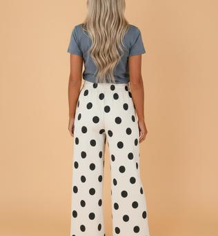 Polka Dot Elastic Waist Wide Leg Pants