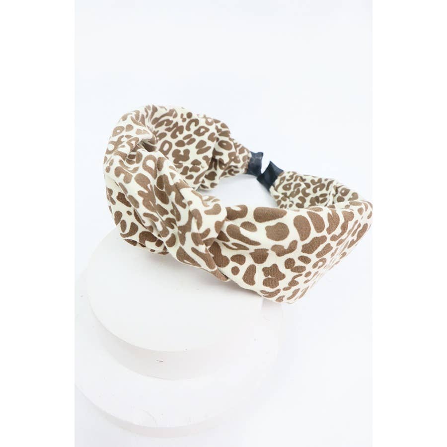 Betsy Wide Ruched Leopard Print Headband