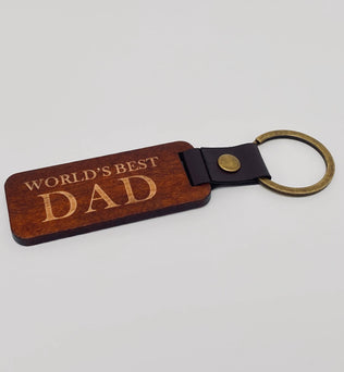 Woody-Leather Wood Pendant Keychain Gift