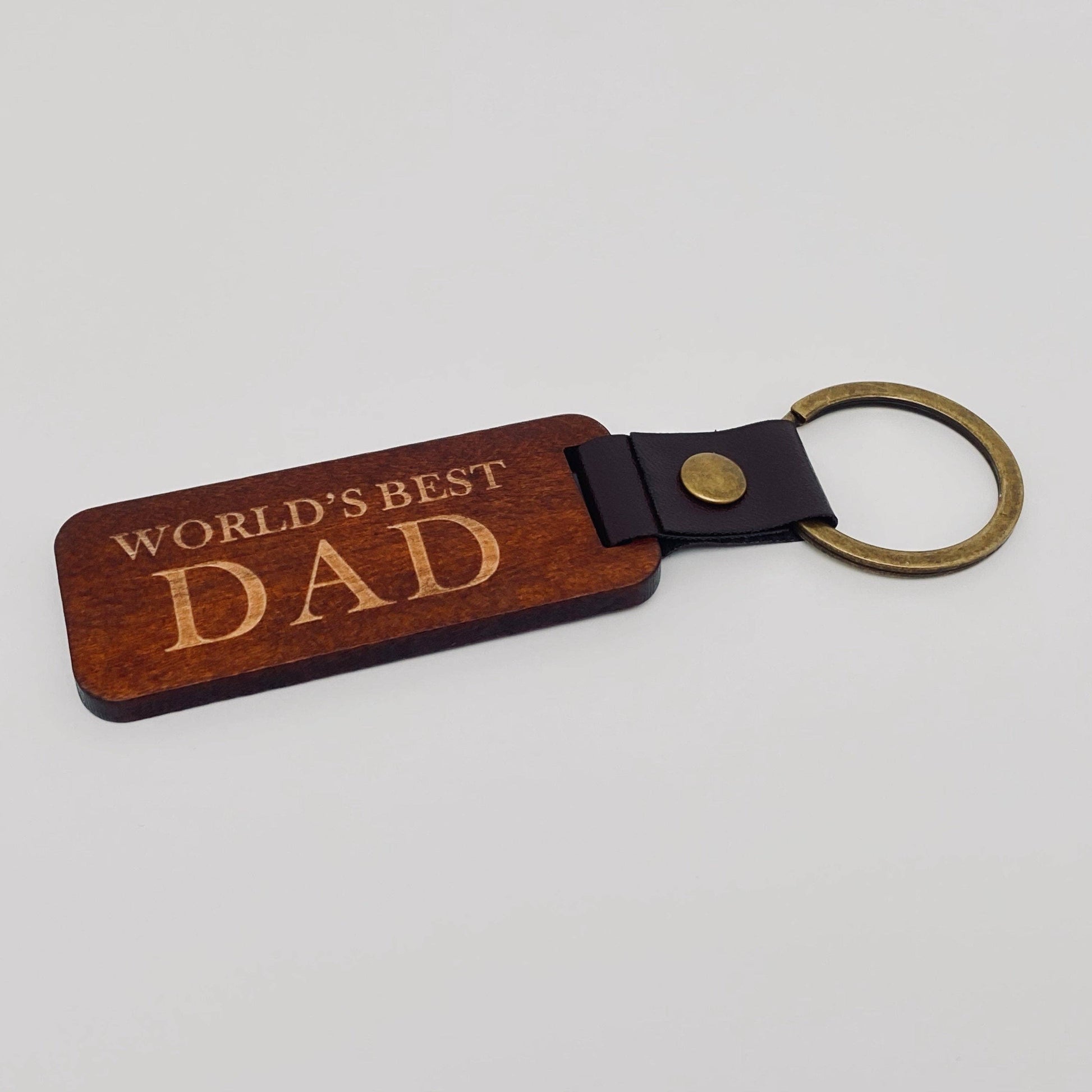 Woody-Leather Wood Pendant Keychain Gift