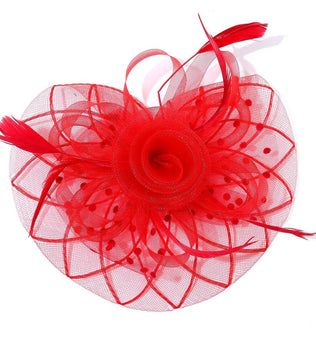 Polka Dot Mesh Flowers Top Flappy Fascinator