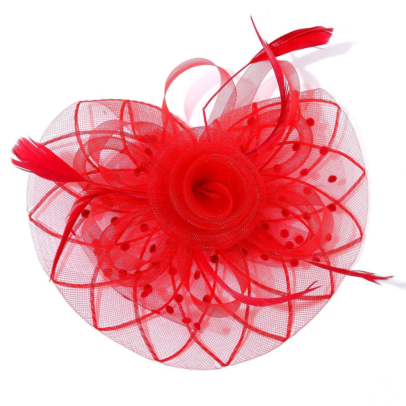 Polka Dot Mesh Flowers Top Flappy Fascinator