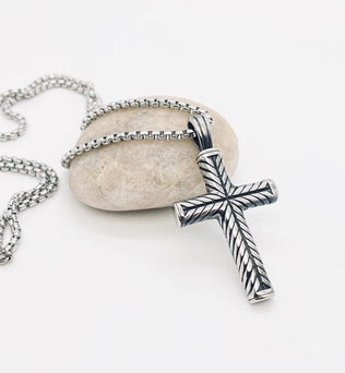 Holy-Men's Stainless Steel Cross Pendant Necklace