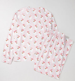 Santa Baby Striped Print Loose Fit Two Piece Lounge Set