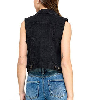Luna-Ladies  Distressed  Denim Vest