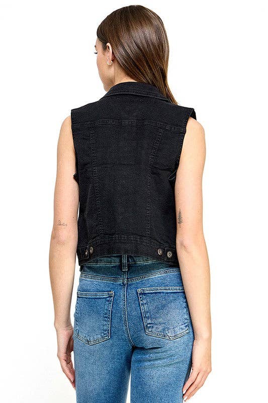 Luna-Ladies  Distressed  Denim Vest