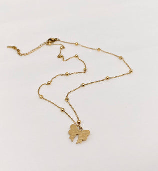 Darla-Gold Plated Stainless Steel Bow Pendant Necklace