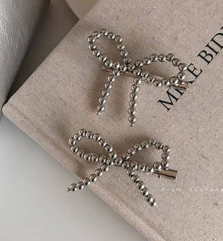 LARGE BALL CHAIN BOW HAIR CLIP SET OF 2