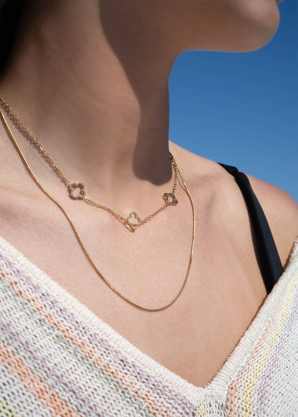 Clover Charm Layered Necklace