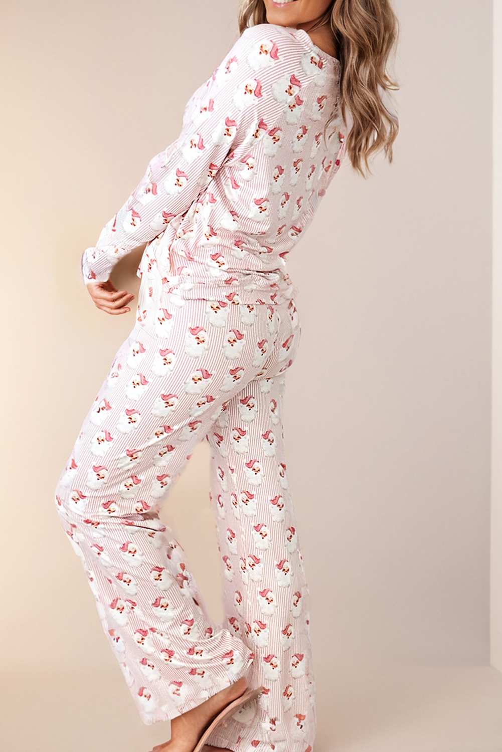 Santa Baby Striped Print Loose Fit Two Piece Lounge Set