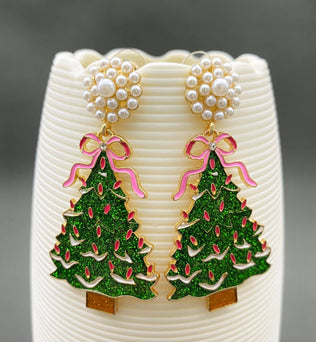 Enamel Christmas Tree DangleEarrings