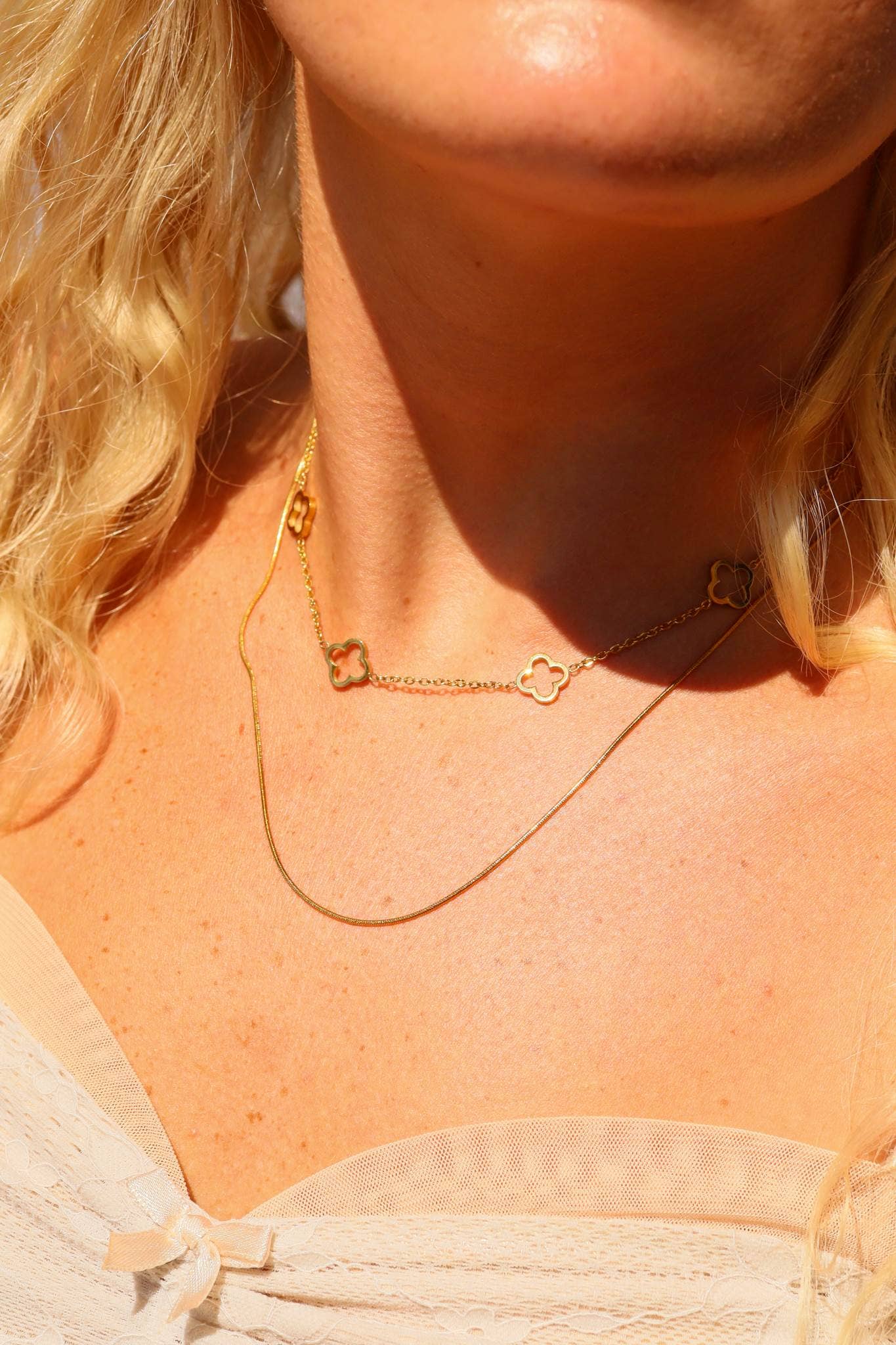Clover Charm Layered Necklace