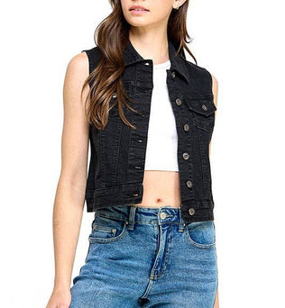 Luna-Ladies  Distressed  Denim Vest